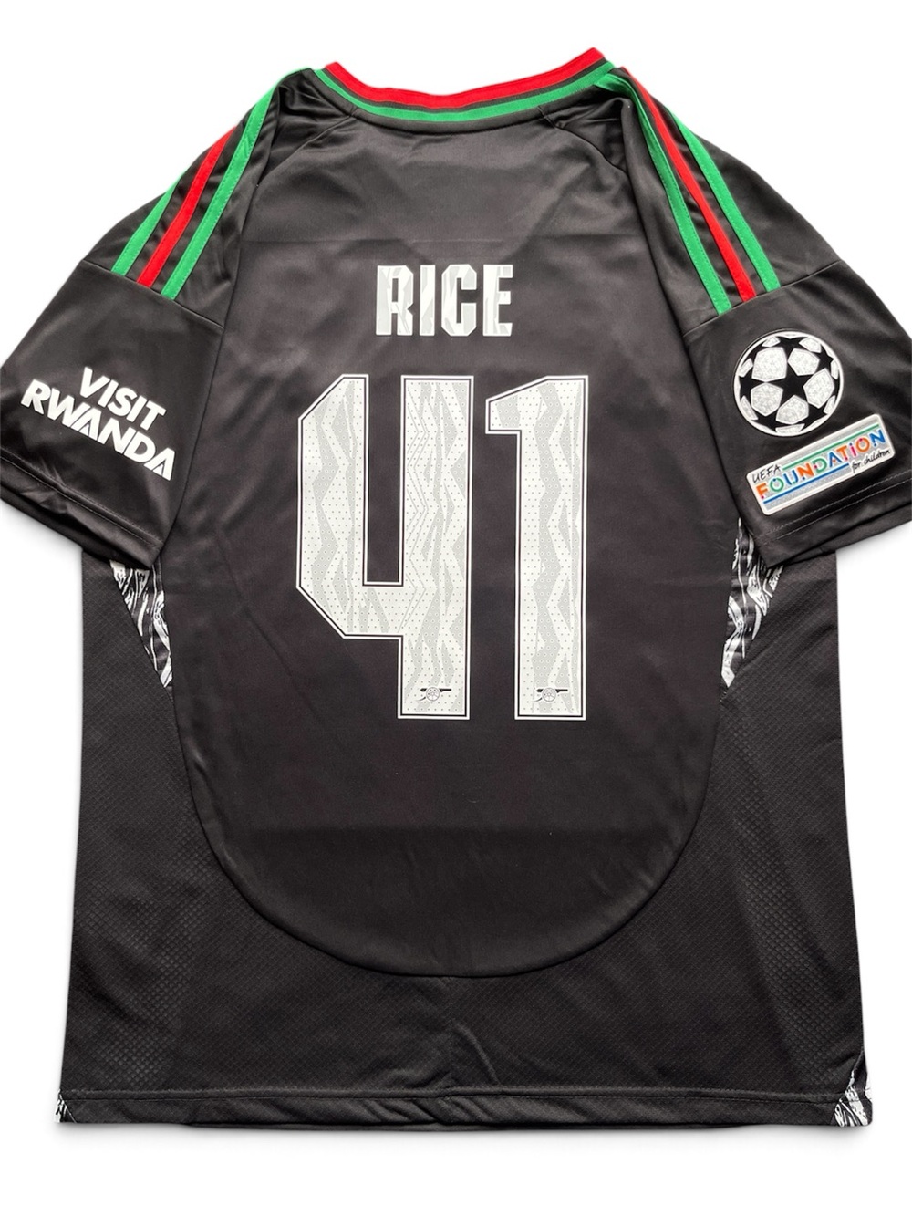 Rice #41 XL Arsenal Soccer Jersey UCL Away 2024/2025 Black